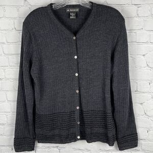 ST KITTI vintage grey wool metallic long sleeve cardigan sweater